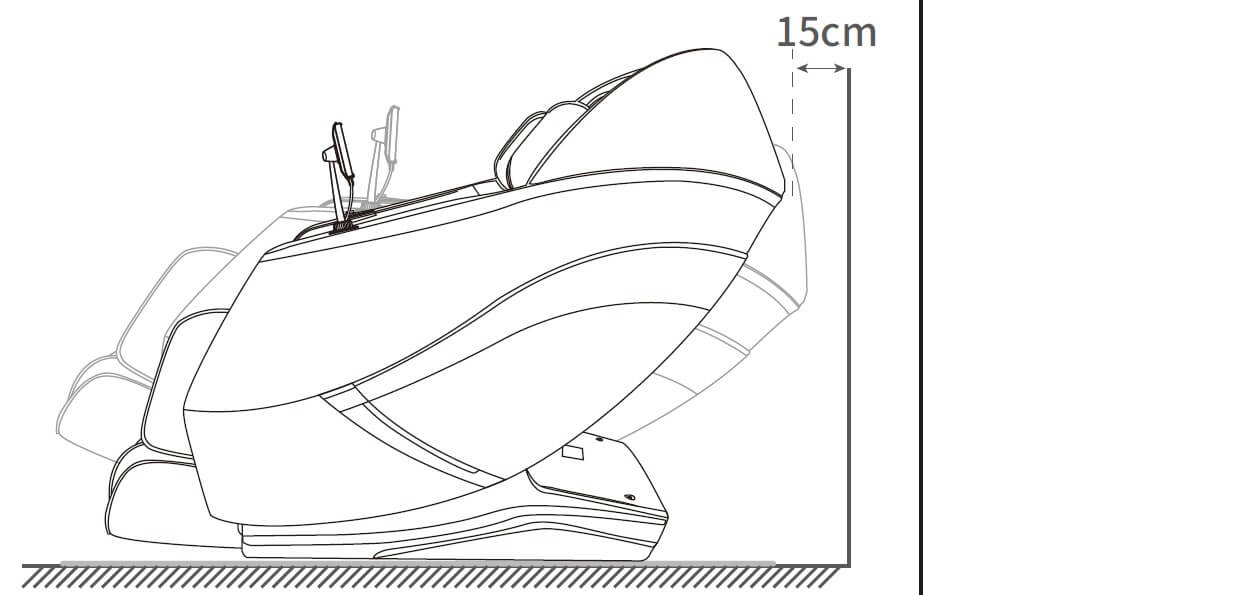 Bionwell Primrose 4D masszázsfotel - faltól való távolság 15 cm szükséges minimum
