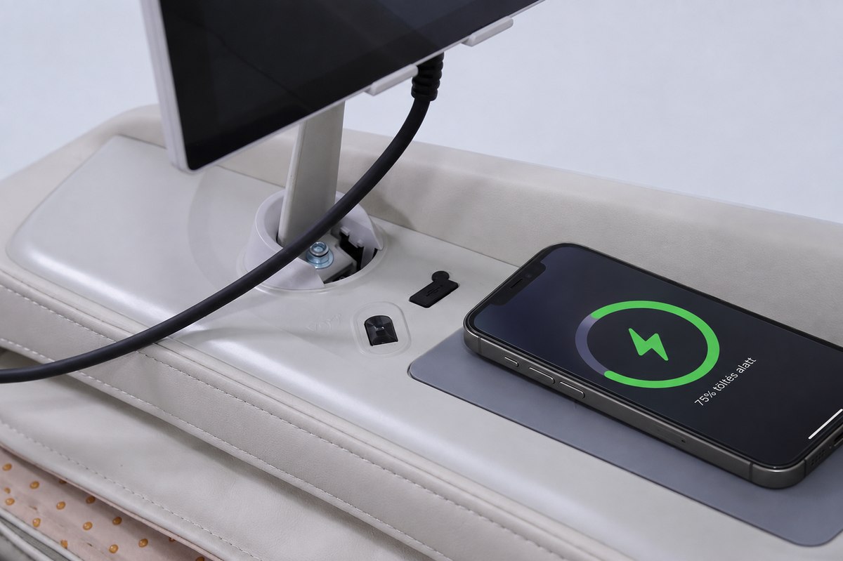 Bionwell Ultimate DC. Premium 5D masszázsfotel - vezeték nélküli mobiltöltés és USB mobiltöltés, valamint egészségfelmérő ujjszenzor