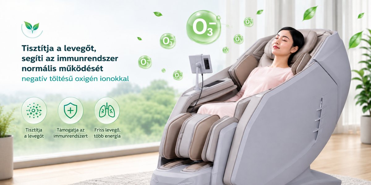 Bionwell Ulimate DC. Premium 5D masszázsfotel - negatív oxigén generátor