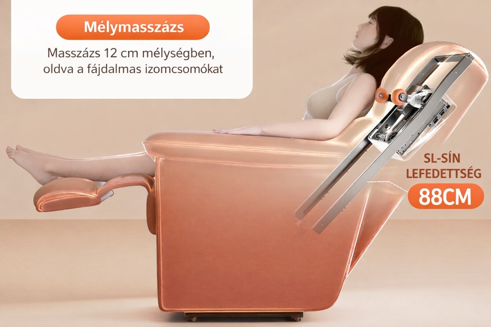 Bionwell Comfora masszázsfotel - 4D masszázs, mélymasszázs, 88 cm hosszan